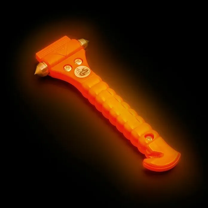 Veiligheidsgordelsnijder Lifehammer Veiligheidshamer Glow dark - Oranje