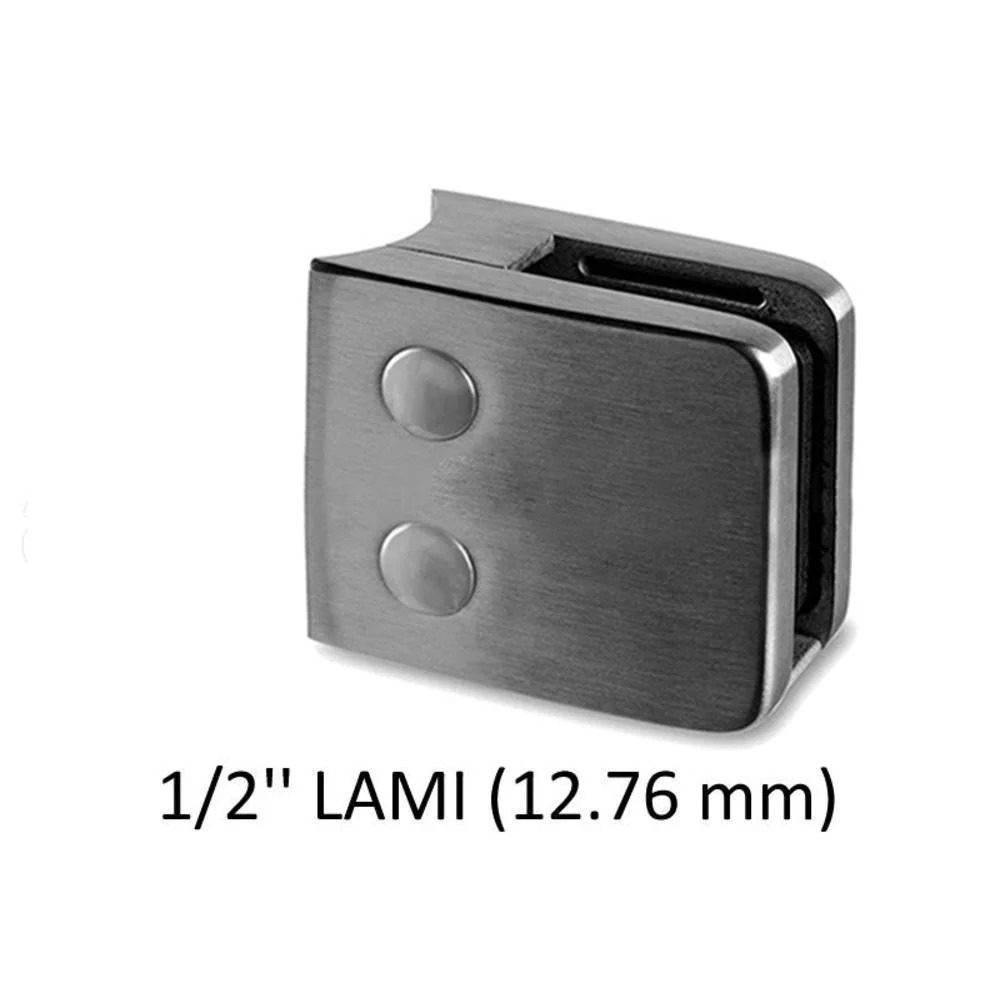 Q-railing Glass Clamp Round Profile Railing (w Uitwisselbaar Security Plate) (1.5'' Baluster Dia.) (1/2'' (12.76mm) Lamina...