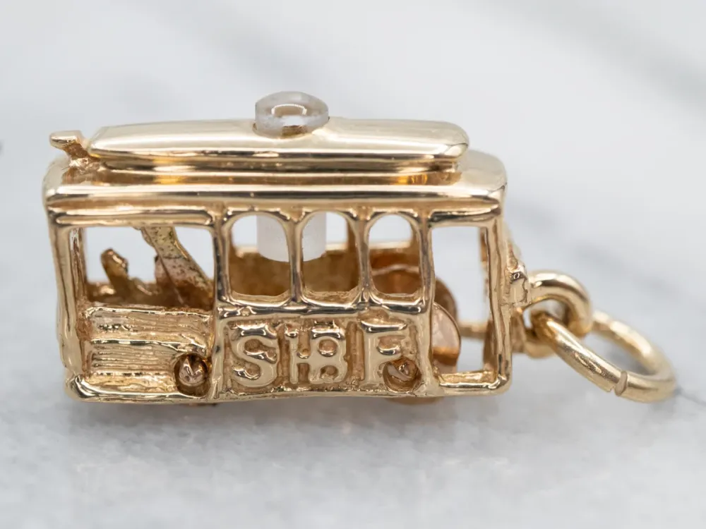 San Francisco Verguld Cable Car Charm