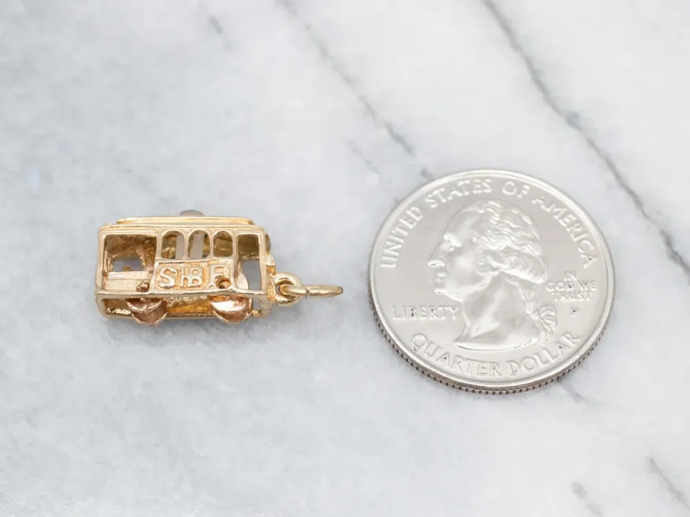 San Francisco Verguld Cable Car Charm