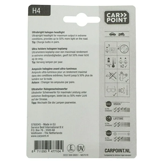 Carpoint Rem- en achterlichtlampen Ultrabright - H4 2-Pack