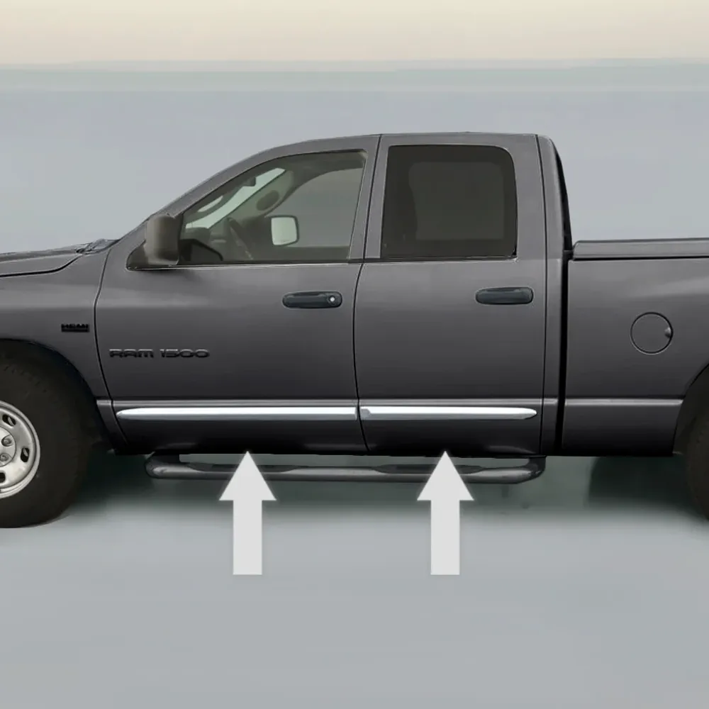 Chrome Body Side Molding Trim Die Cut Ends 2001-2008 RAM