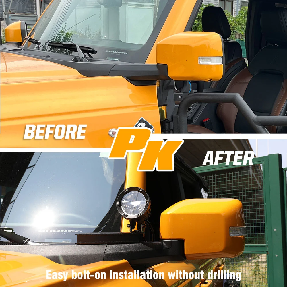 2021-2024 Ford Bronco Duaal -Pillar Led Ditch Lights Mounting Brackets(2pcs/Set)