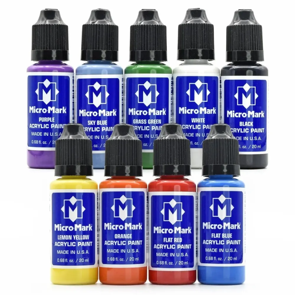 Micro-Mark Primary Colors Kunststof glas Paint Set, 9pc