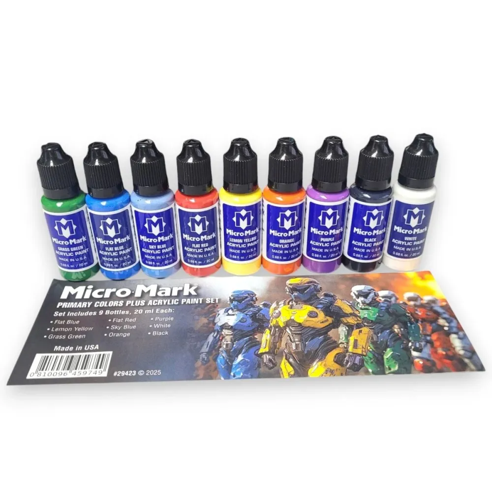 Micro-Mark Primary Colors Kunststof glas Paint Set, 9pc