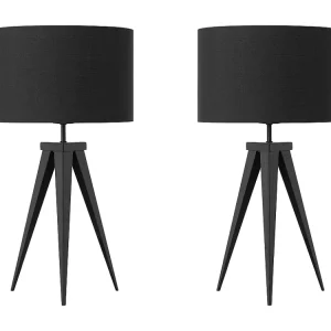 Tafellamp set van 2 metaal zwart STILETTO