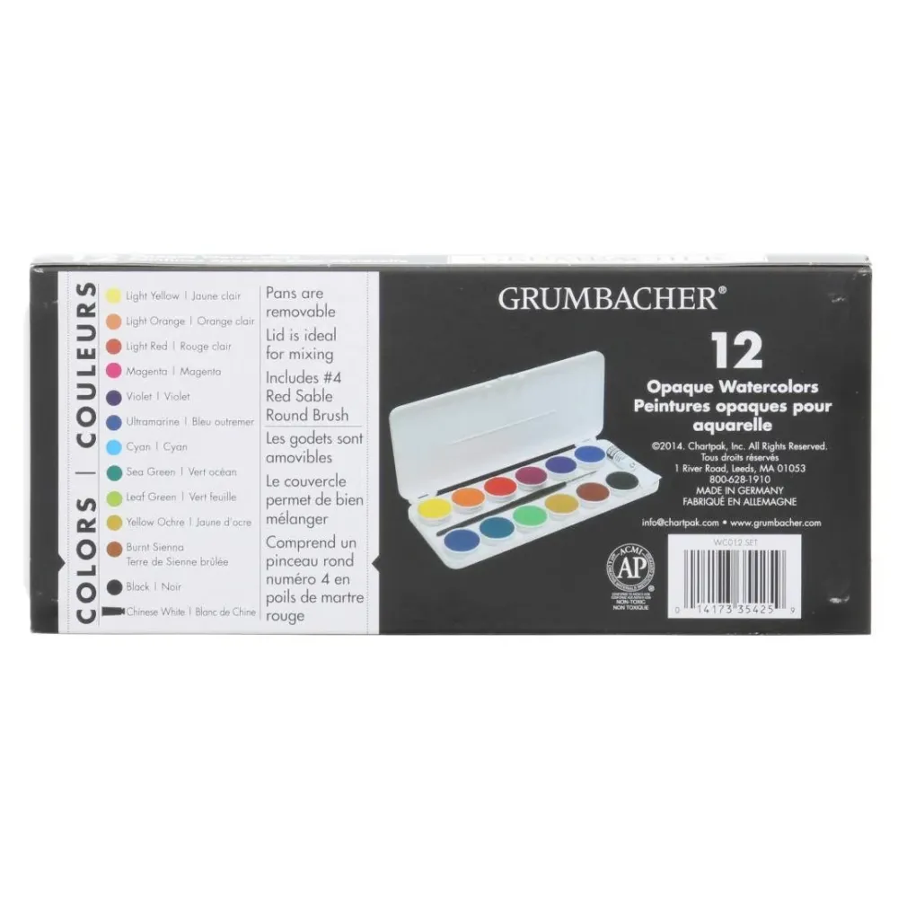 Grumbacher Vol Watercolor 12-Color Pan Set