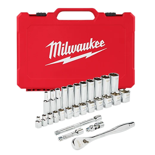 MILWAUKEE 28 PC. 3/8" Drive Ratchet & Socket Set- SAE