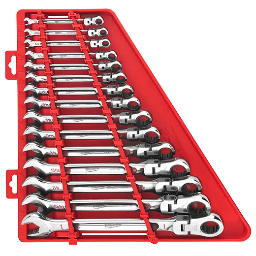MILWAUKEE 15 PC. Flex Head Ratcheting Combination Wrench Set - SAE