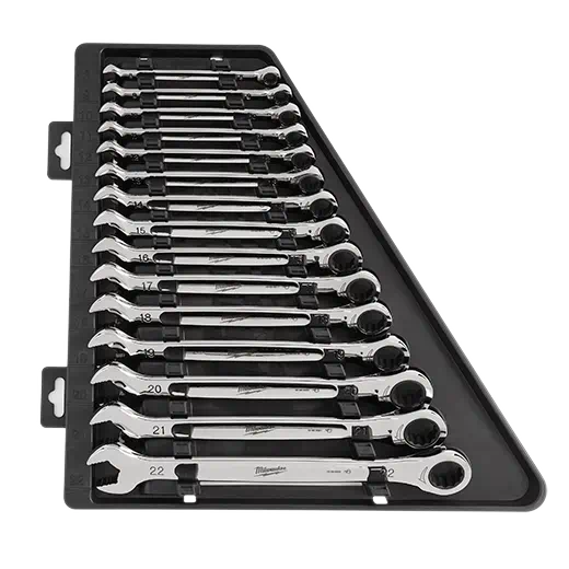 MILWAUKEE 15 PC. Ratcheting Combination Wrench Set - Metric