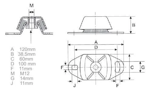 Perkins Prima M50 Engine Mount Stepped Height Adjuster