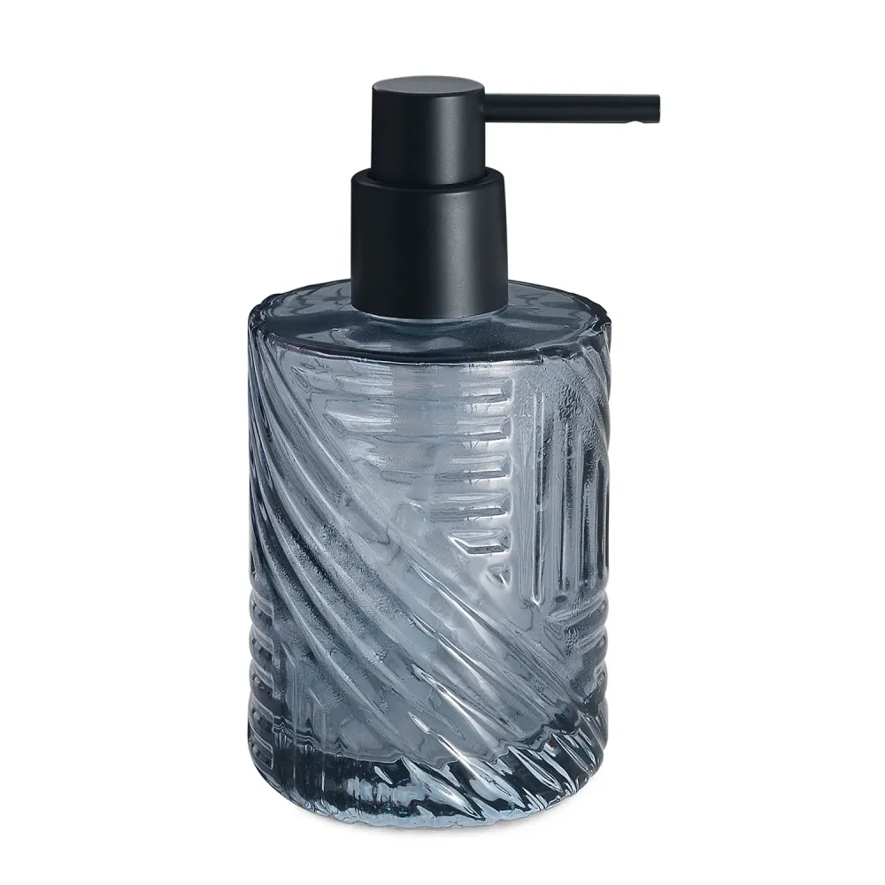 Glass soap dispenser black plastic pump Gedy Corinne series - Blue
