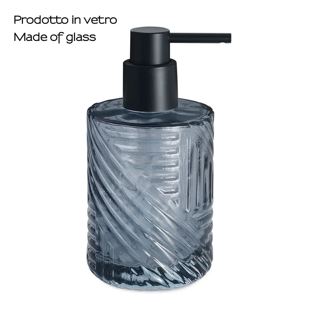 Glass soap dispenser black plastic pump Gedy Corinne series - Blue