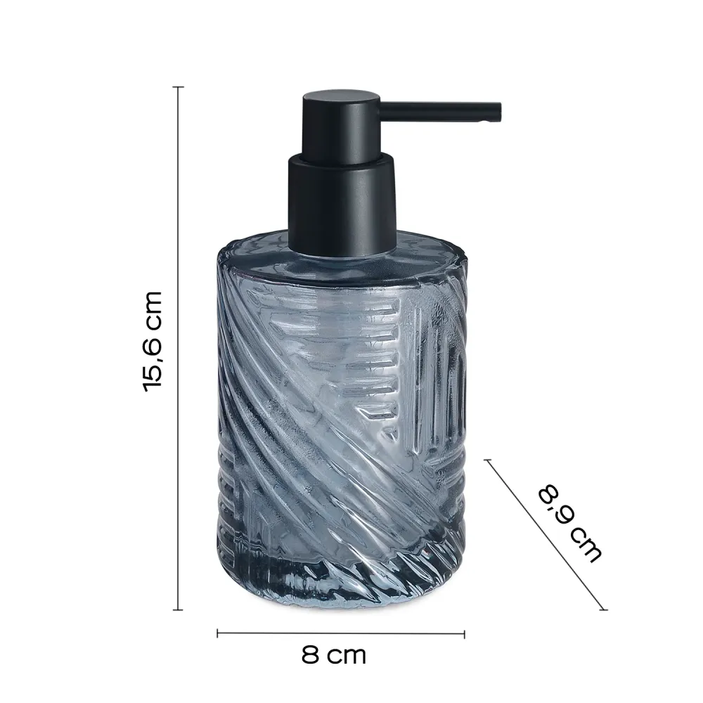 Glass soap dispenser black plastic pump Gedy Corinne series - Blue