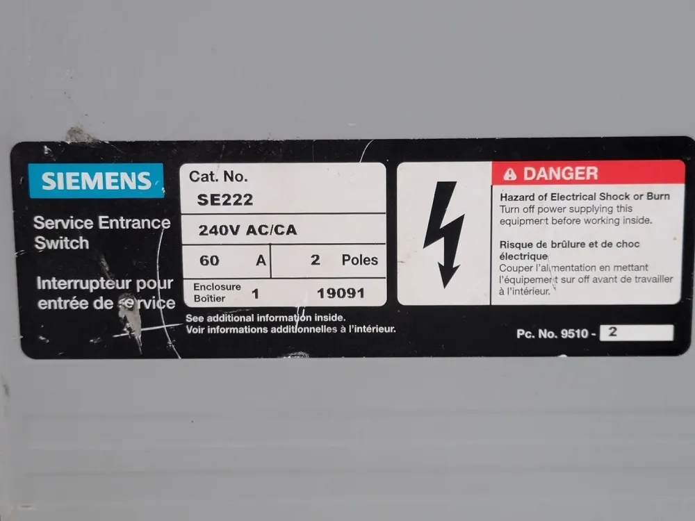 60 Amp Service Entrance Switch SE222