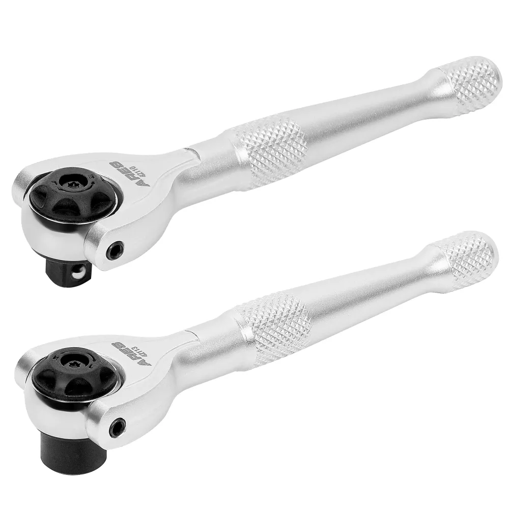 ARES 42120 - 2-Piece 1/4-Inch Drive 90-Tooth Mini Zwenkbaar Head Ratchet Set