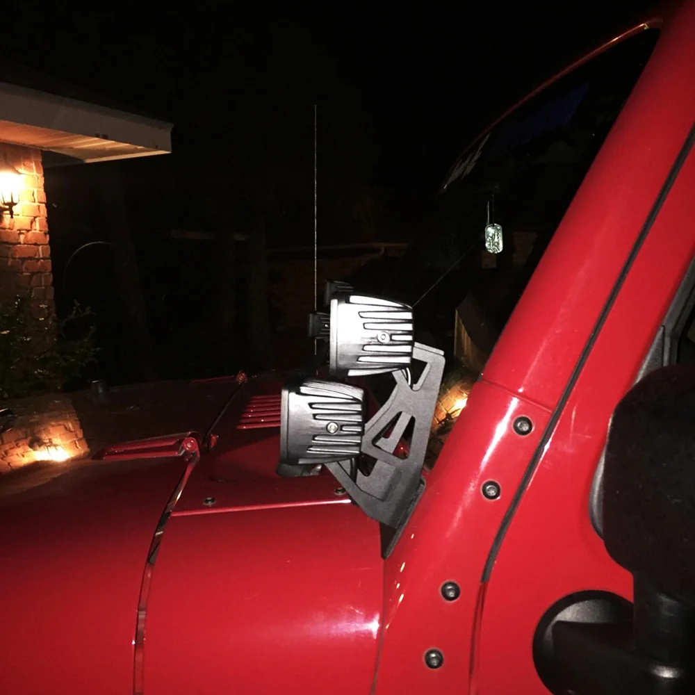 2007-2018 Jeep Wrangler JK Windshield Duaal Light Pods Mounting Brackets(Set/2pcs)