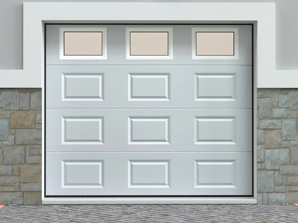 ABS kunststof Automatische sectionale garagedeur met cassettes - Wit - Met ramen - CAOPAS