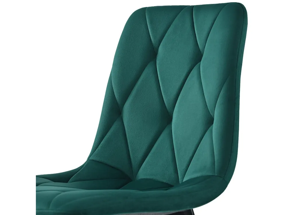 Achterklep Set van 4 Velours stoelen - metalen structuur - Ruitpatroon - groen