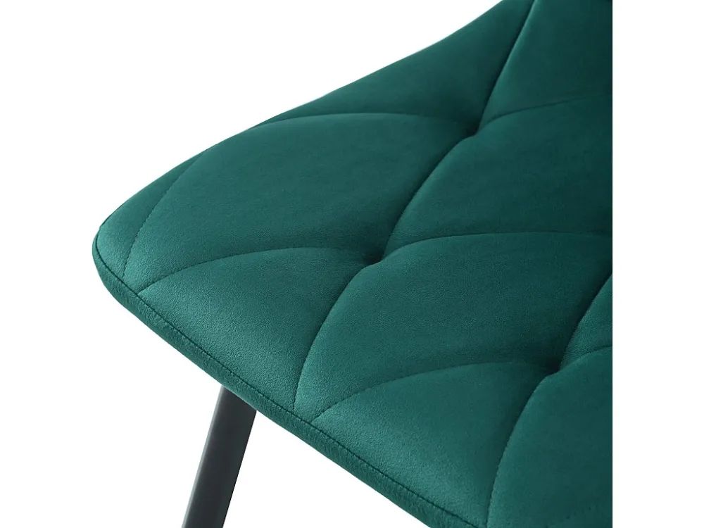 Achterklep Set van 4 Velours stoelen - metalen structuur - Ruitpatroon - groen