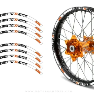 OEM-stijl Rim Stripes - KTM "Ready To Race" (White) - 17/17" - SPIEGELEND