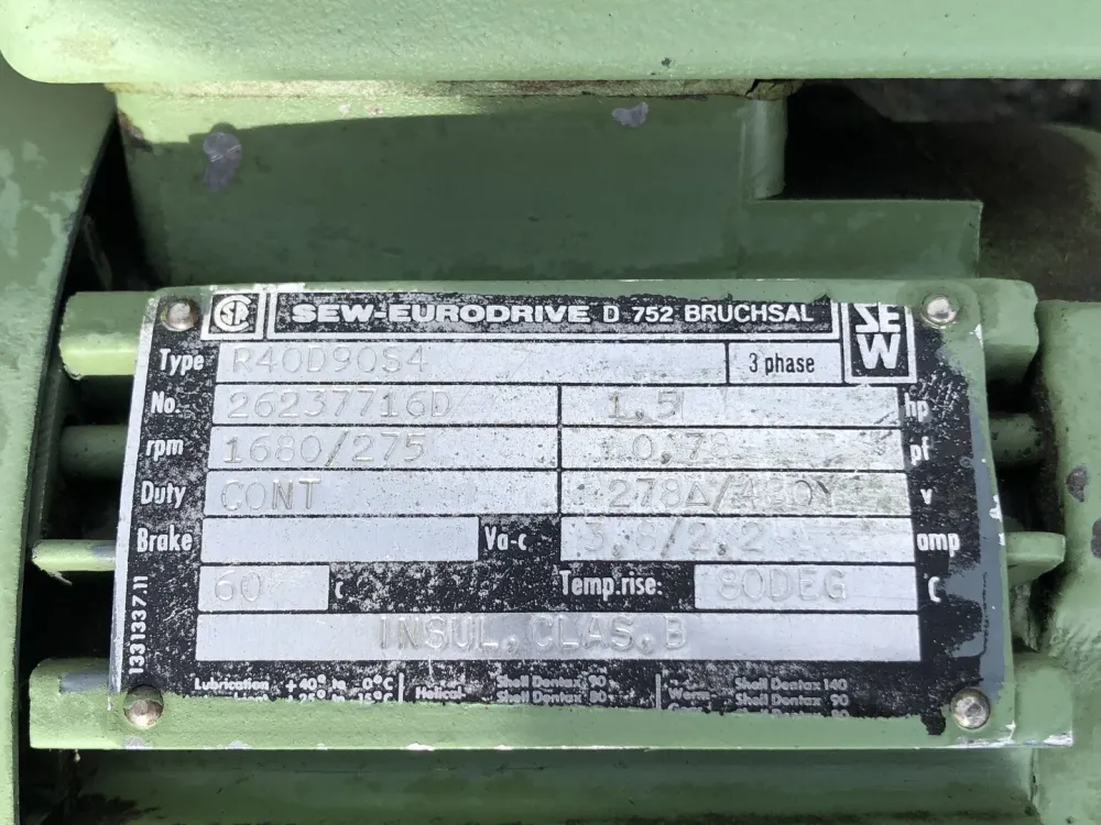 1.5 hp, 278/480 Volts, 1680 Rpm, D752 Bruchsal Motor