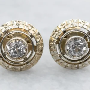 White Sapphire Stud Earrings Floral Halo