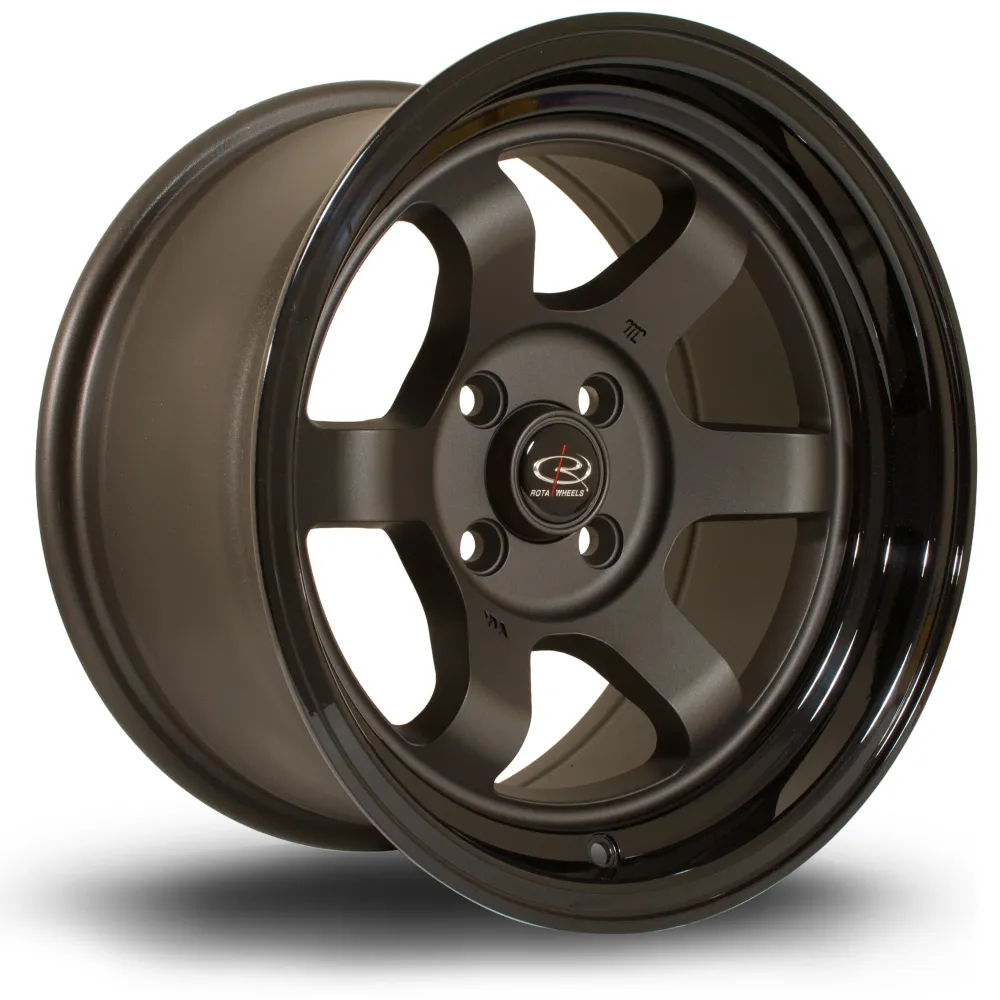 Rota Grid Max 15x8" 4x100 ET0, Flat Gunmetal, Glansrijk Lip