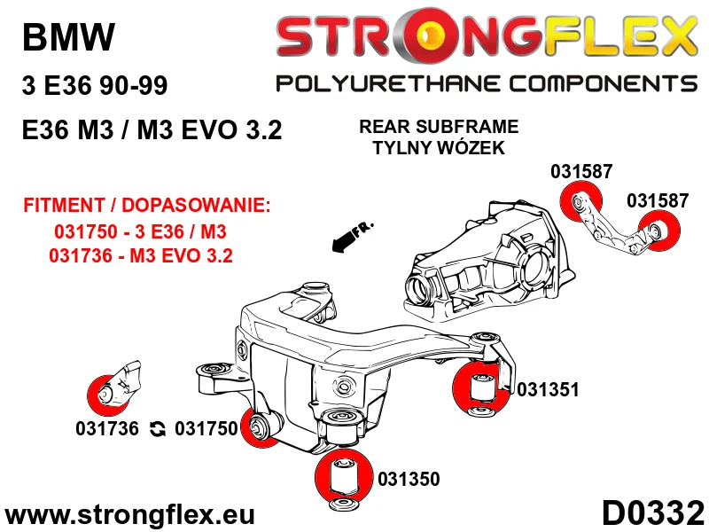 Rear subframe - front bush - BMW > Serie 3 > III E36 > E36 M3|BMW > Serie 3 > III E36 > E36