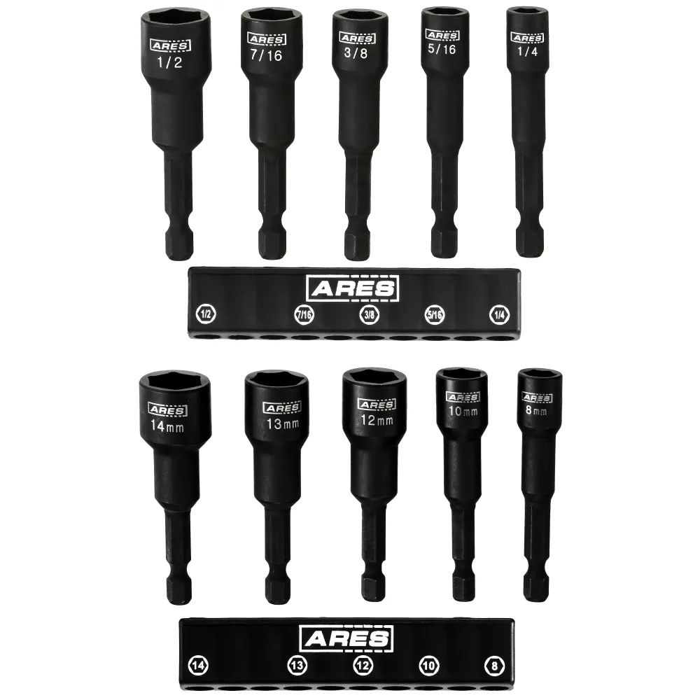 ARES 27102 - 10-Piece SAE and Metric Impact Magnetic Nut Driver Set - Directe Montage