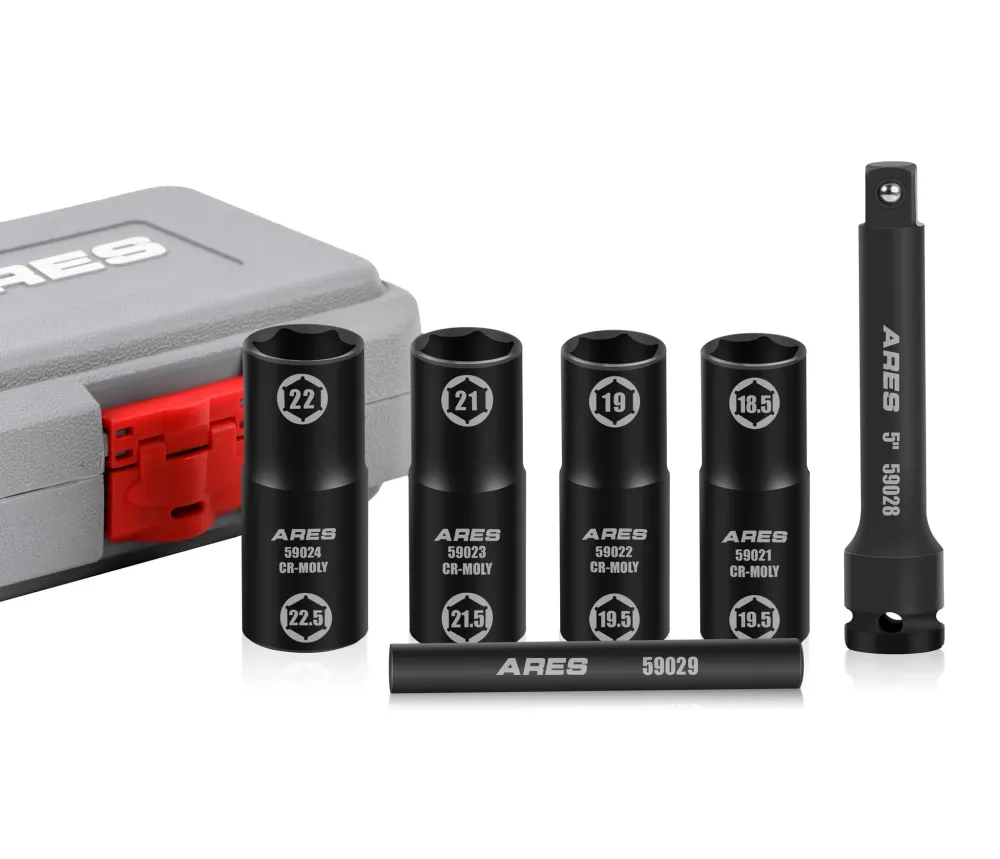 ARES 59065 - 6pc Half Size Lug Nut Flip Impact Socket Set - 1/2-Inch Drive