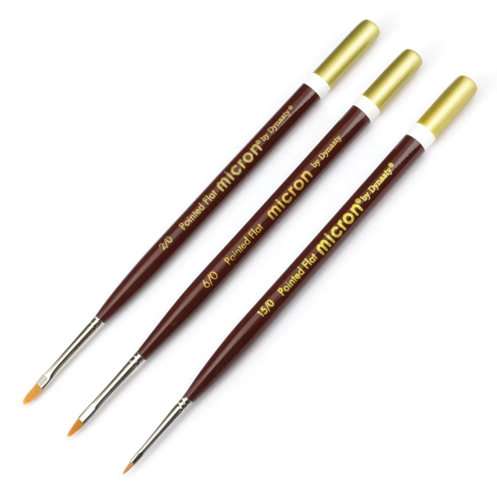 Micron Pointed Flats Paint Brush Set #2 (15/0, 6/0, 2/0) met bevriezingsbeveiliging tot -20°C