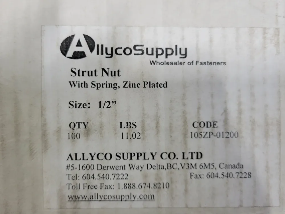 1/2" Strut Nut w/ Spring (Box 76) transparante fles