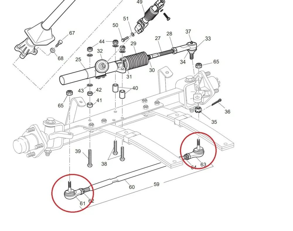 Tie Rod End Driver + Passenger Side Set EZGO TXT 2001-Up 70902-G02 70902-G01 met Vervangingsgarantie