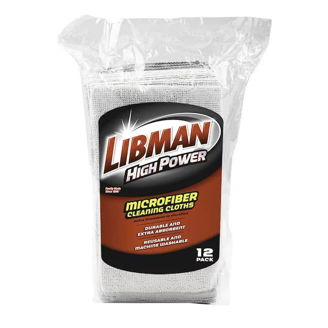 Libman Microfiber Cleaning Cloths, Grauw, 12 Pack, 12-inx6-, Durable, Absorbent, Reusable, Machine Washable