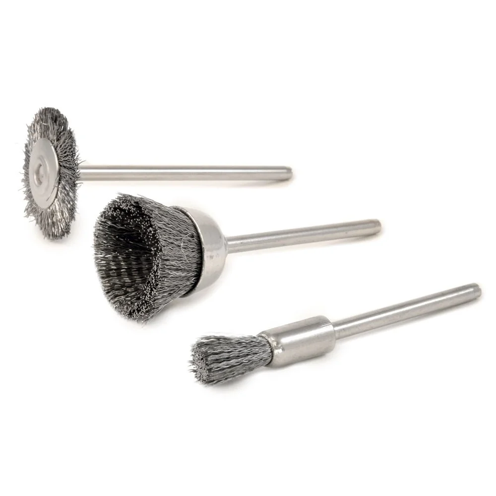 MicroLux Wire Brushes, Set 3, 3/32" Shanks