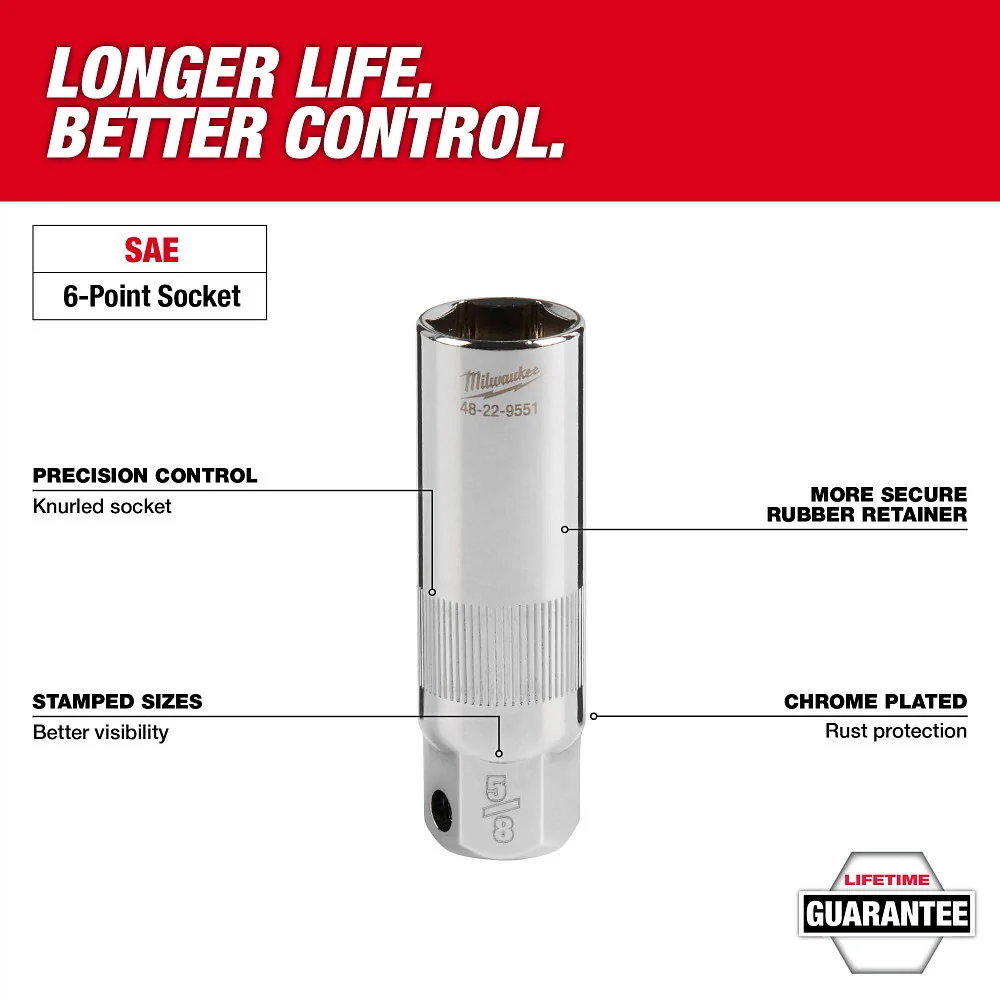 MILWAUKEE 3/8" Drive 5/8" Spark Plug Socket