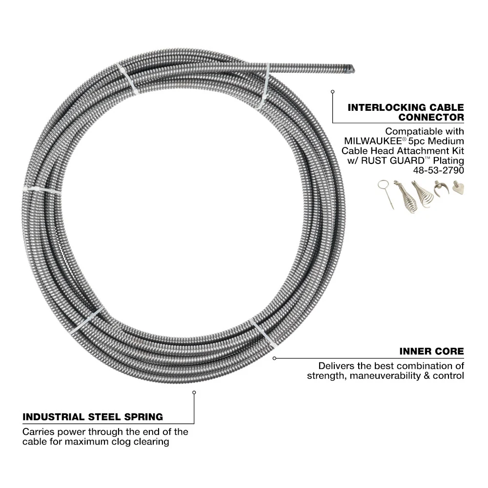 MILWAUKEE 3/8" x 75' Inner Core Drum Cable