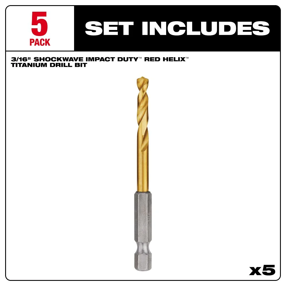 Milwaukee Tools 3/16" Titaan RH 5PK 48-89-4659