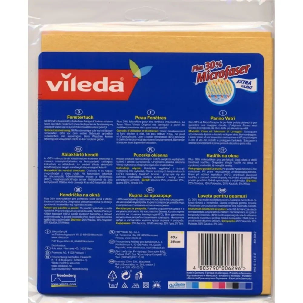 Vileda 162401 Vileda microvezeldoek Microvezel streepvrije glansreiniging van ramen en glas