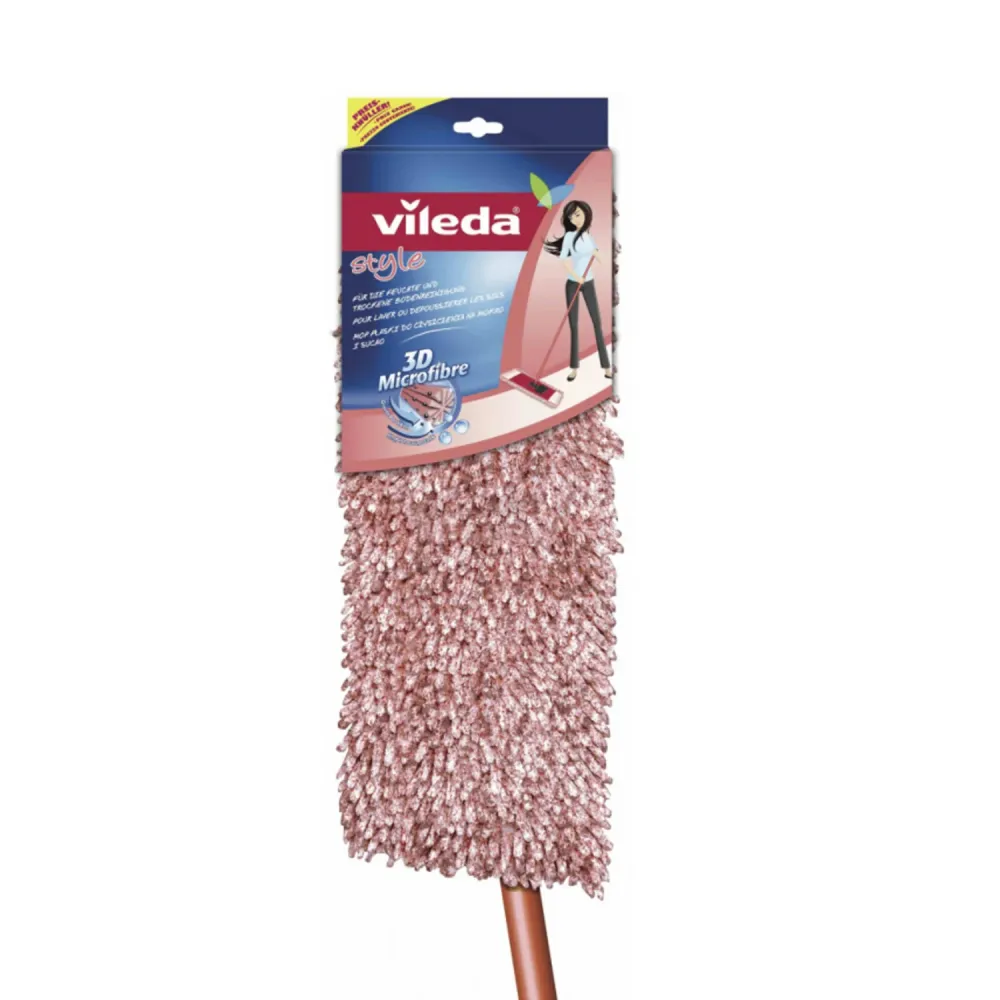 Vileda stijl Chenille vloerwissersysteem: Dweil met handvat 3D microvezel - rood