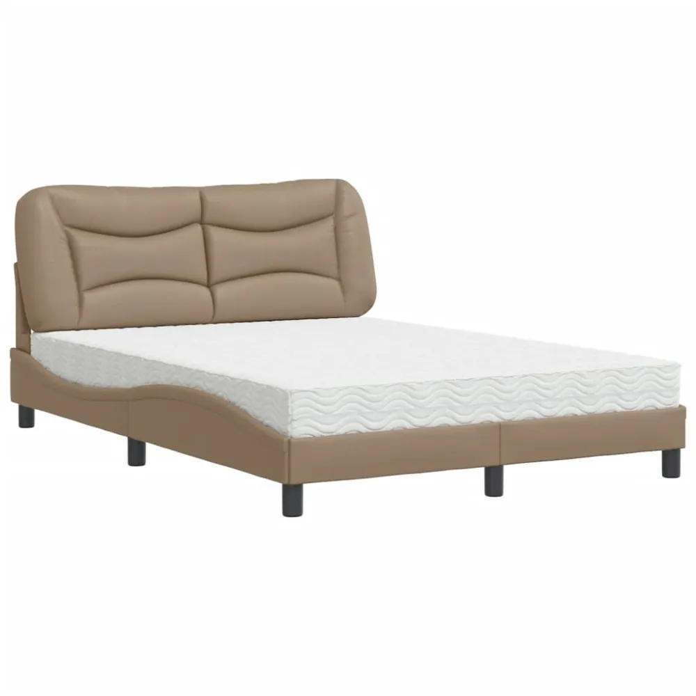 Bed met matras kunstleer cappuccinokleurig 120x200 cm