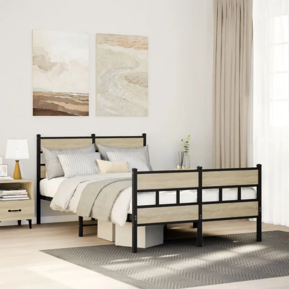 Bedframe zonder matras metaal sonoma eikenkleurig 120x200 cm