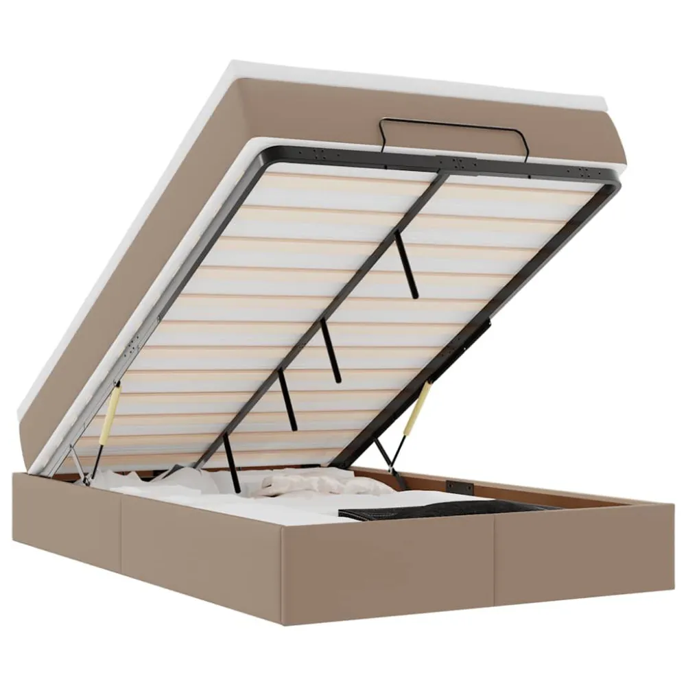 Ottoman bed met matras 120x200cm kunstleer cappuccinokleurig
