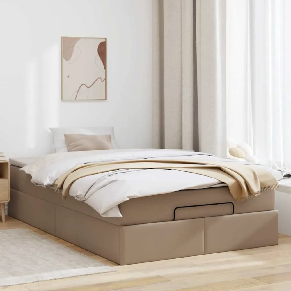 Ottoman bed met matras 120x200cm kunstleer cappuccinokleurig
