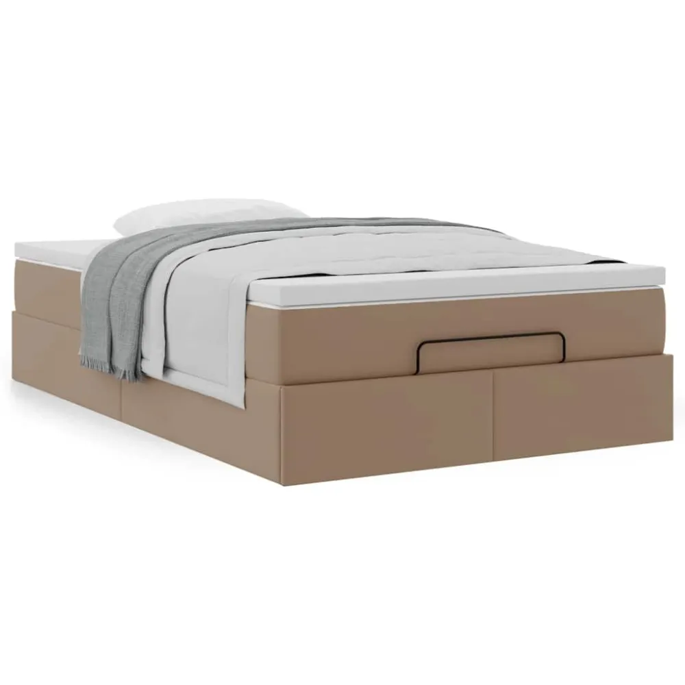 Ottoman bed met matras 120x200cm kunstleer cappuccinokleurig