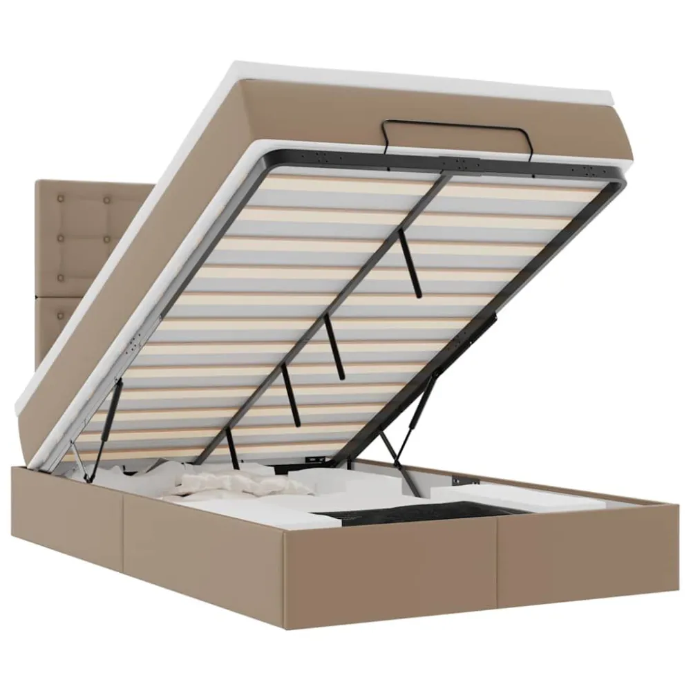 Ottoman bed met matras 120x200cm kunstleer cappuccinokleurig