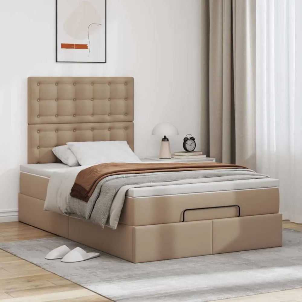 Ottoman bed met matras 120x200cm kunstleer cappuccinokleurig