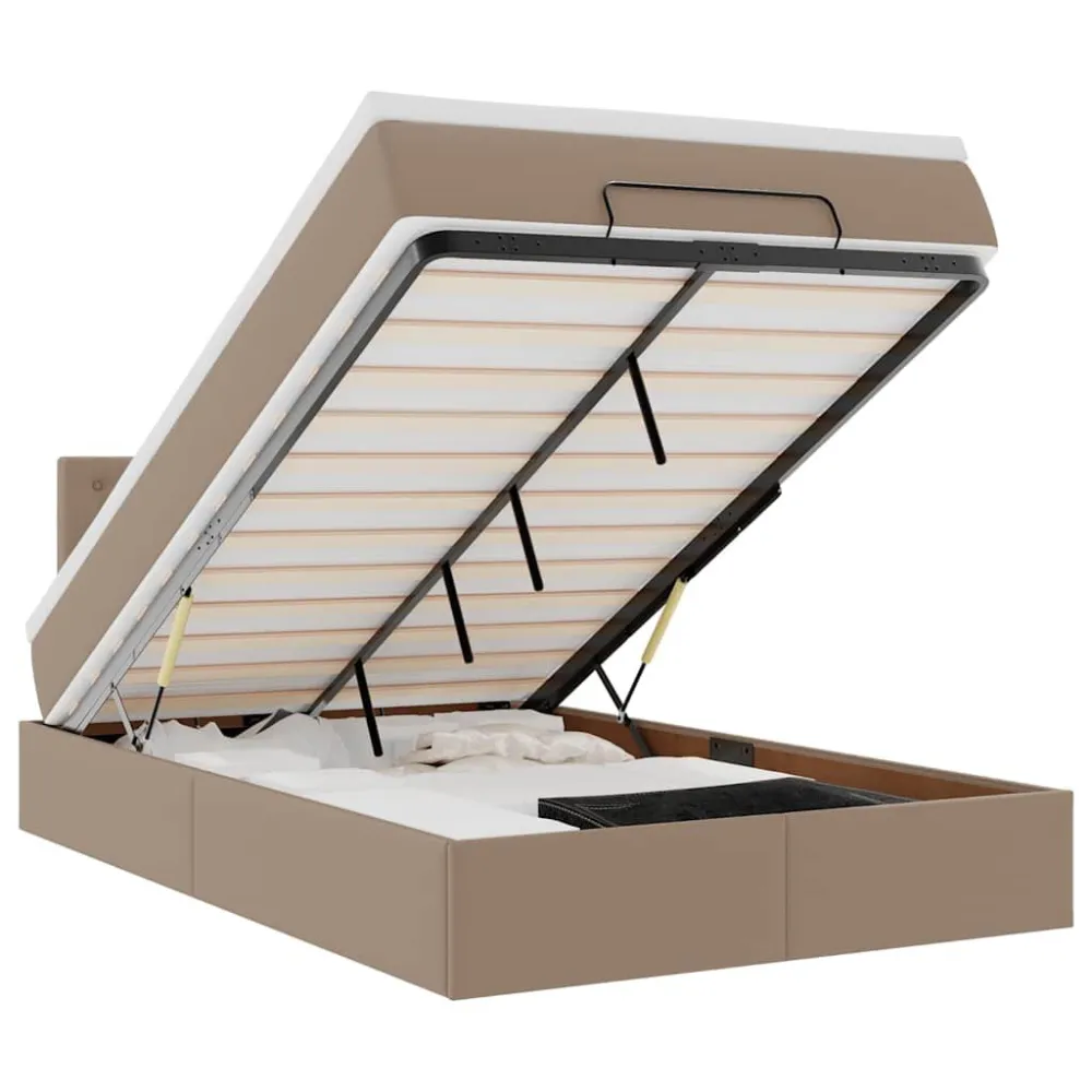 Ottoman bed met matras 120x200cm kunstleer cappuccinokleurig