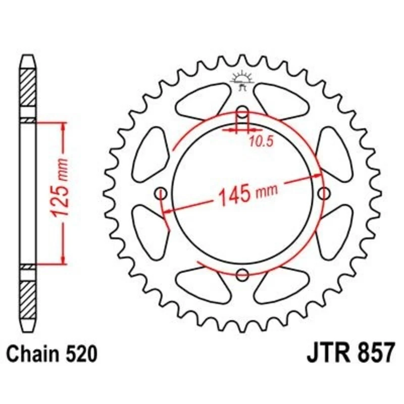 Corona JT 857 de zink negro con 45 dientes